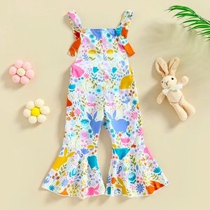 Colorful Bunny Rabbit Overalls Romper